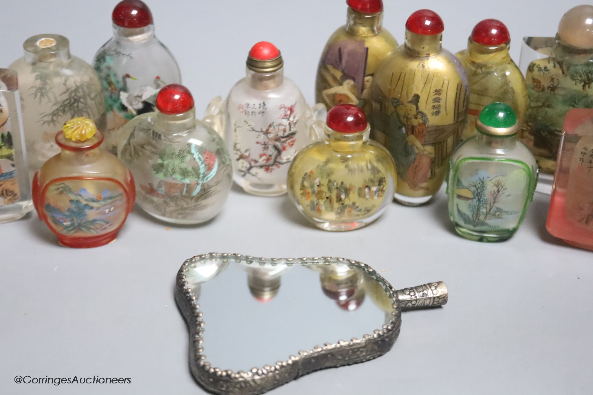 Fifteen Chinese glass painted snuff bottles